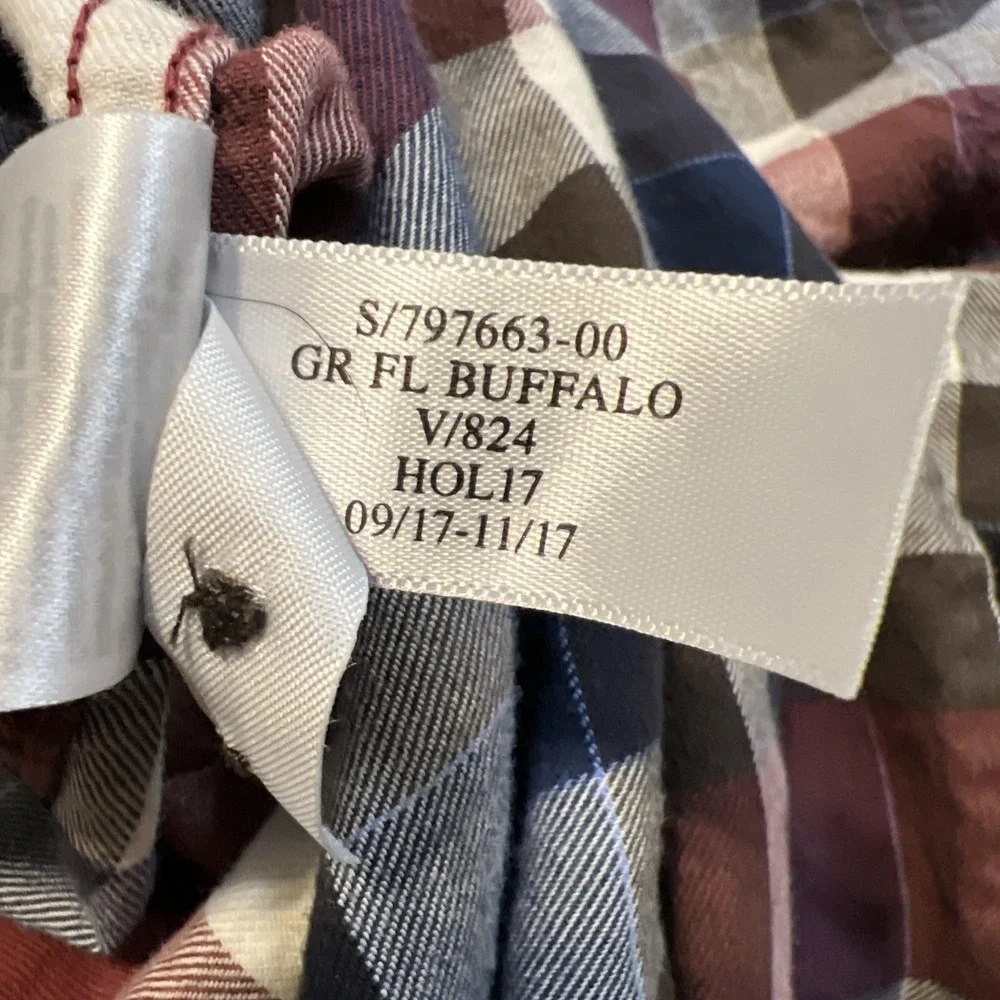 Banana Republic LUXE FLANNEL Shirt Men's Large Red Gray Blue Plaid Ready To Wear